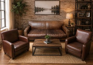 Leather couch and 2 chairs