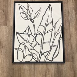 24”X30” Botanical Sketched Frame Wall Canvas 