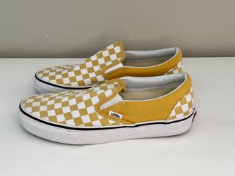 VANS Classic Slip-On (Checkerboard) Ochre/True Size 8.5 Mens