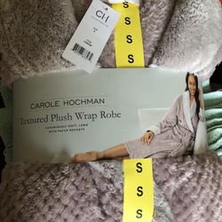 NWT Carole Hochman Women's Textured Plush Wrap Robe Super Soft Long Size S,$20