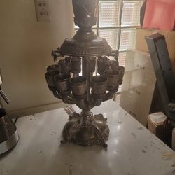 Vintage Judaica Sabbath Kiddush 12 Cup Wine Fountain Judaism Silver Plated