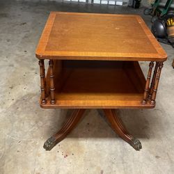 Side Table, All Wood, Claw Foot, 22”Square End Table
