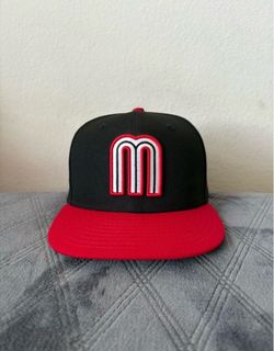 Mexico Baseball Fitted Hat Black Red