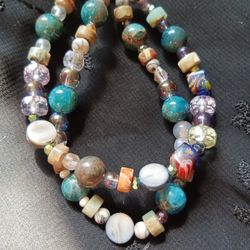 Jasper, Crystal  & Natural Stone Bracelet 7in