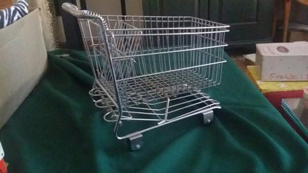 Vintage Miniture Metal Shopping Cart for Store Display or Dolls
