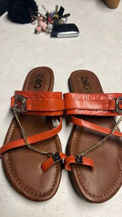 GBG Los Angeles Orange Strappy Flat Sandals