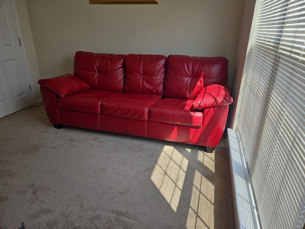 Leather Queen Sized Sofa Bed