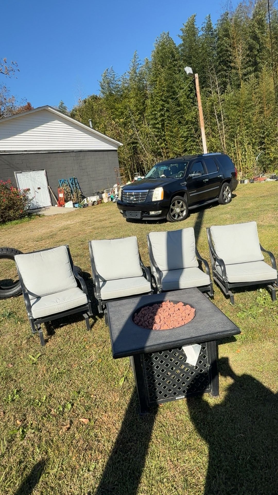 Hampton Bay Highland Point 5 Piece Firepit Patio Set 