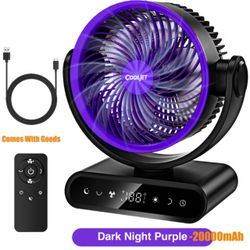 COOLJET 9" Portable Oscillating Fan 20000mAh Rechargeable Desk Fan Remote