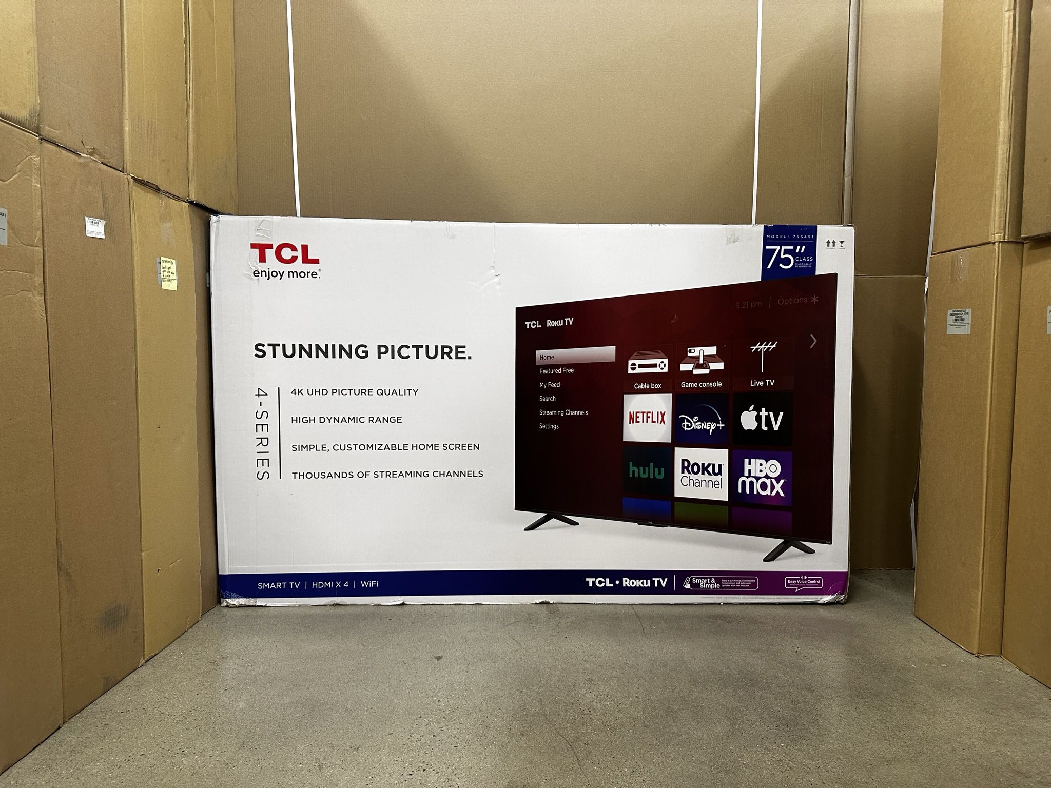 75 “ TCL Roku Smart 4K LED HDR TV