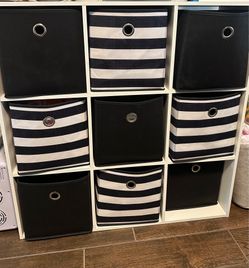 White 9 Cube Storage Shelf with Bins