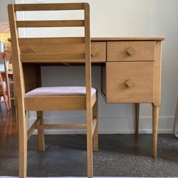 MCM wooden desk and chair 