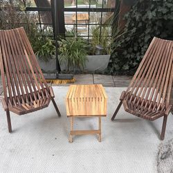 2x Melino Wooden Folding Chair + Table