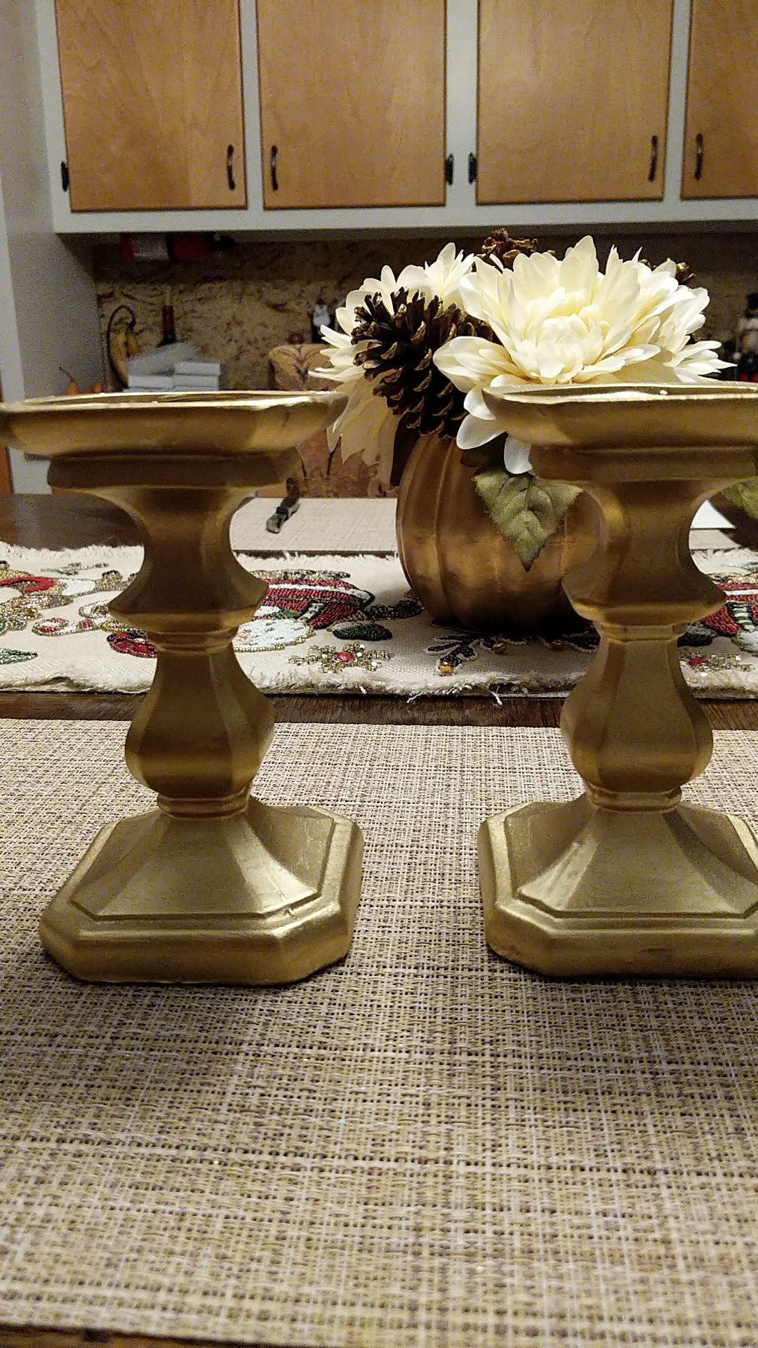 Gold leaf candle holders