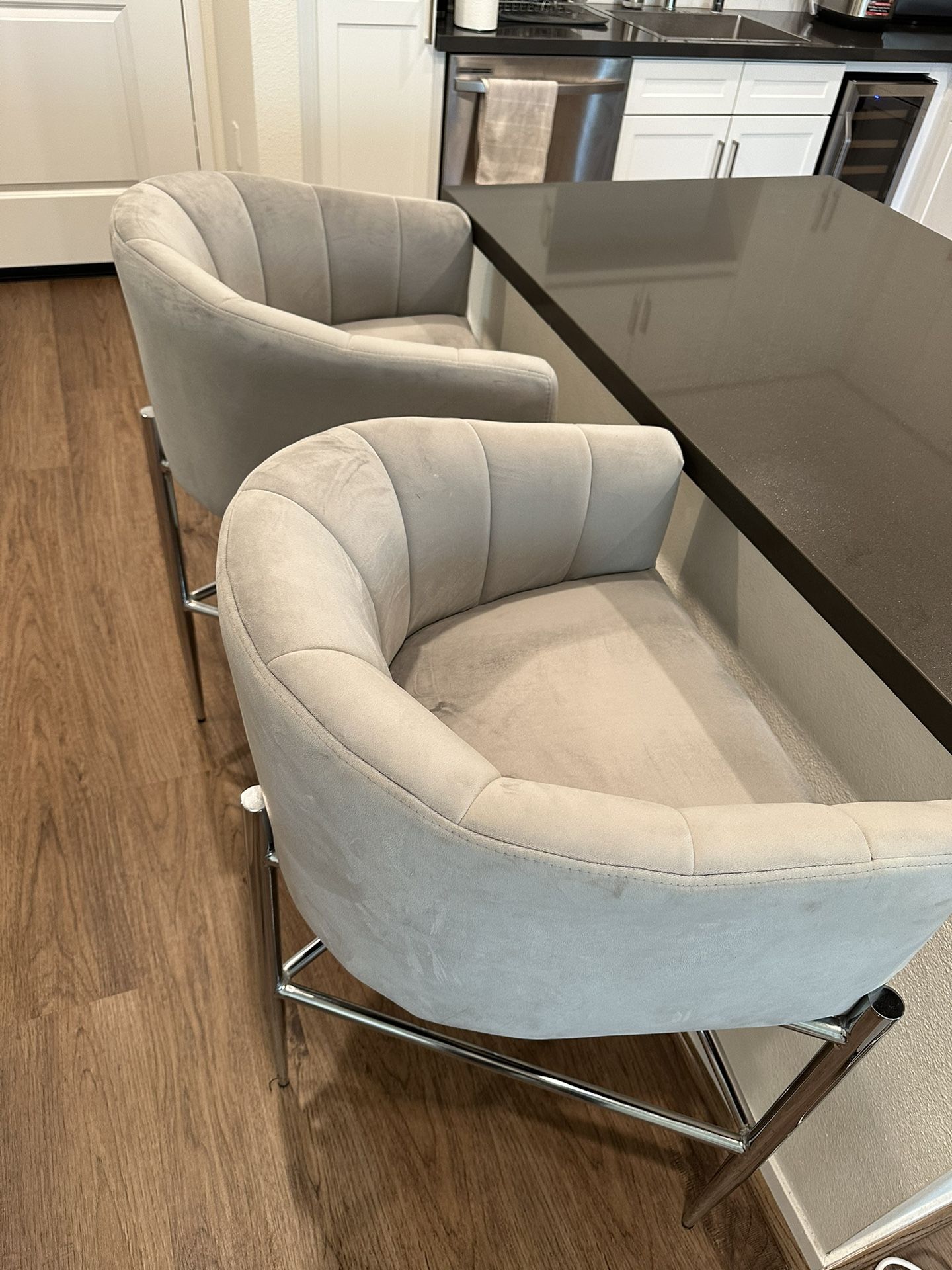 Suede Grey Kitchen Bar Stool Seat