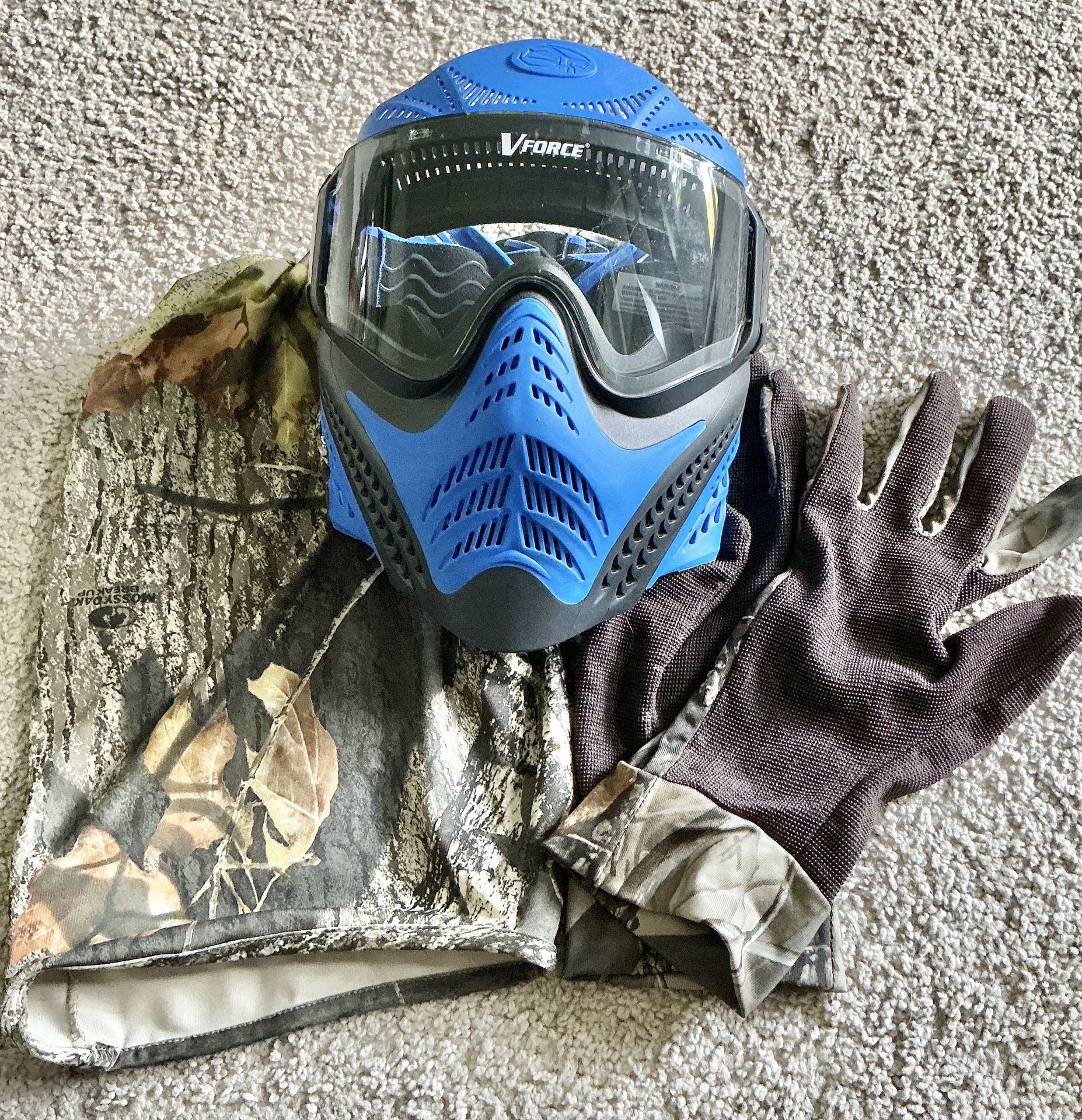 V-Force Pro Vantage Paintball Mask with a camouflage cover