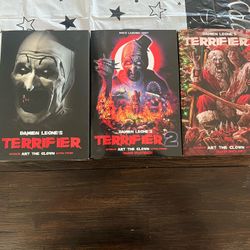 Neca Terrifier 1,2 and 3 All Mint And Front Covers Have Not Been Opened And Closed Just For Picture