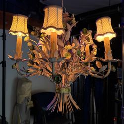 5 lamp French toleware  iron bouquet chandelier