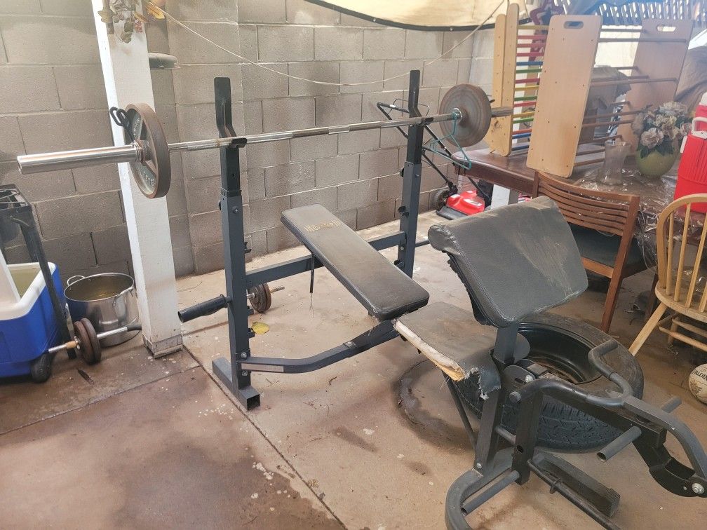 Bench Press ,Bar, and Weights