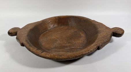 Antique Wooden Dough Kneading Parat Bowl Original Old Hand Carved