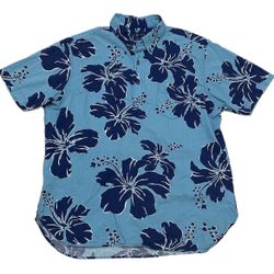 Ralph Lauren Hawaiian Shirt Men’s L Blue Floral Aloha Beach Casual Preppy RN41381