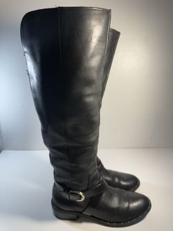 International Concepts Fadora  Women 6 1/2 Black Knee High Leather Boots  