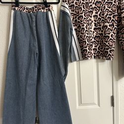 Womens leopard print pant set