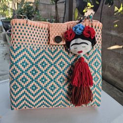 Medium multicolor, Mexican Handwoven Recycled Plastic Tote Bag