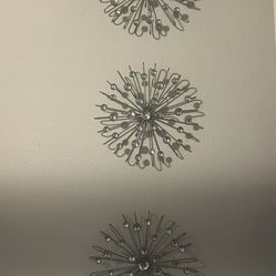 (3) Silver Bling Round Wall Accent Pieces