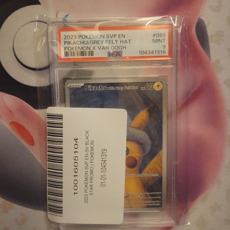 Psa 9 Pikachu Van Gogh Grey Felt Hat #85