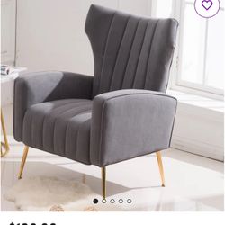 Gray Velvet Wingback chairs (qty 2) 