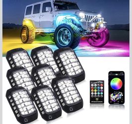 RGB IP68 Rock Lights, 8 Pods 36 LEDs  Chips Super Bright App Control