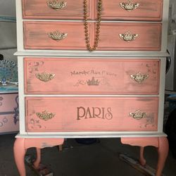 Coral And White Provincial Dresser 