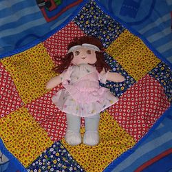 Troy's toys 1991 cloth doll and blanket
