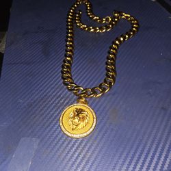 28 In Cuban Link Gold Plated/ Stainless W/ Designer Look A Like Pendant $140 Firm