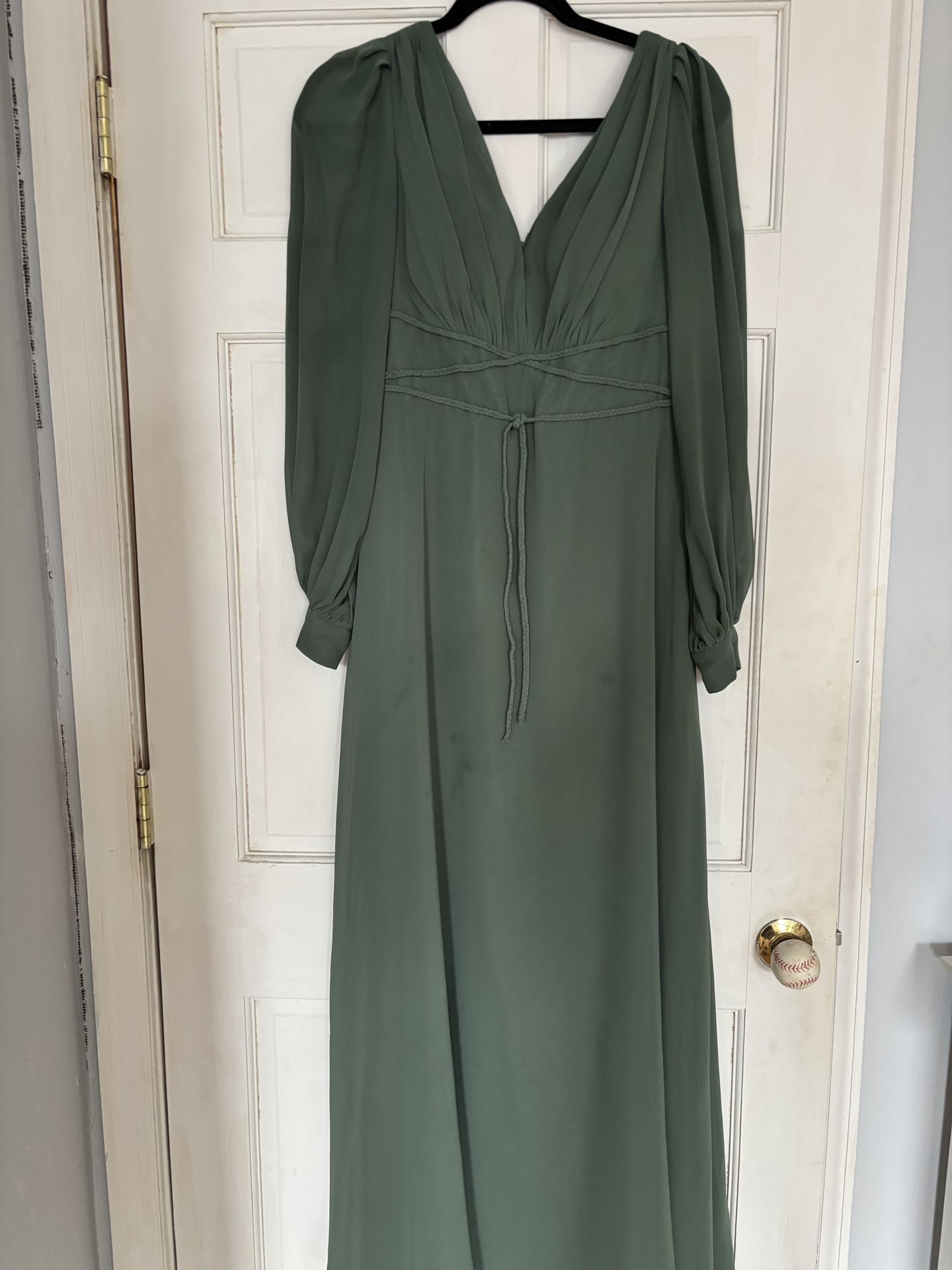 Azazie Sage Chiffon Size A8 Dress In Eucalyptus