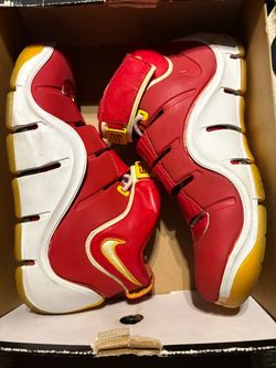 Men 11 Nike Lebron custom Fairfax, high school shoes, red sneakers with white and yellow with defects accents #basketball