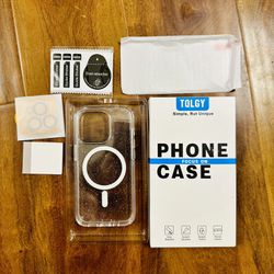 Chargeable Glitter Case and Screen Protector For iPhone 15 Pro New Condition In Box