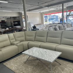 Leather Recliner Sectional 