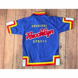 Men’s Size S Y2K Brooklyn Xpress Embroidered Basketball Warmup Snap Shirt