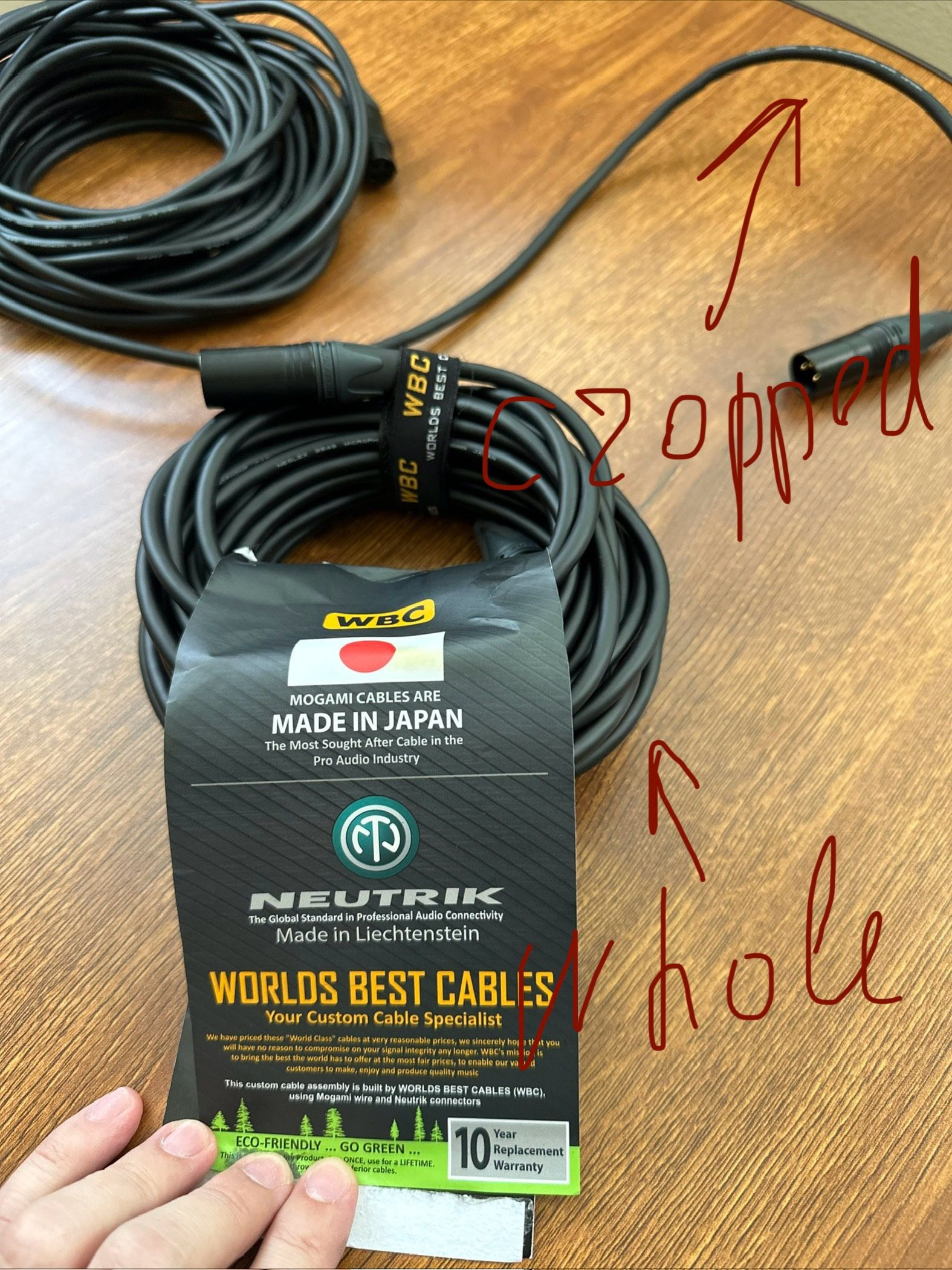 WBC MOGAMI cables NEUTRIK NEGLEX 2549 2ct.(1ct.-12meters) Made In Japan