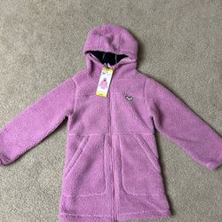 NWT Girls plush hooded full zip jacket Size S 7/8
