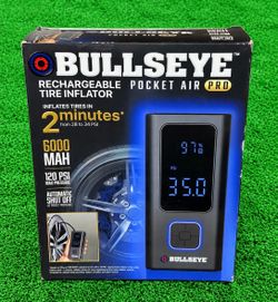 Bullseye Pocket Air Pro 6000mAh Rechargeable Tire Inflator 120 PSI 12V | NEW SEALED!