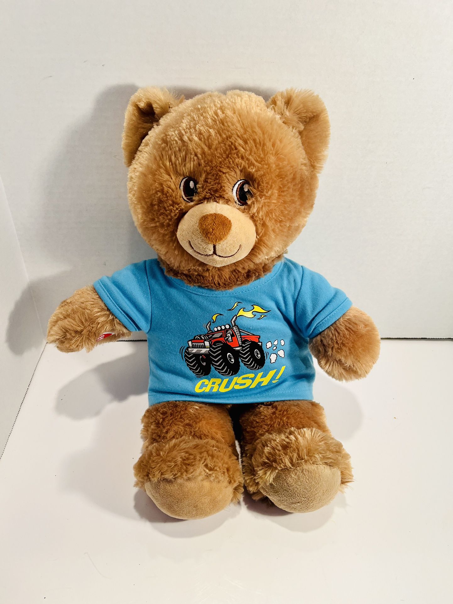 Build A Bear BAB Brown Teddy Bear Plush Soft With Monster Truck shirt!