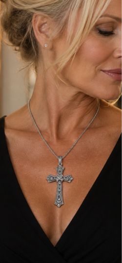 Sterling Silver 925 Diamond Cross Enhancer Pendant