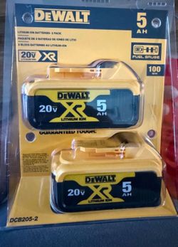DeWalt 20V XR 5Ah Lithium Ion Battery 2-Pack