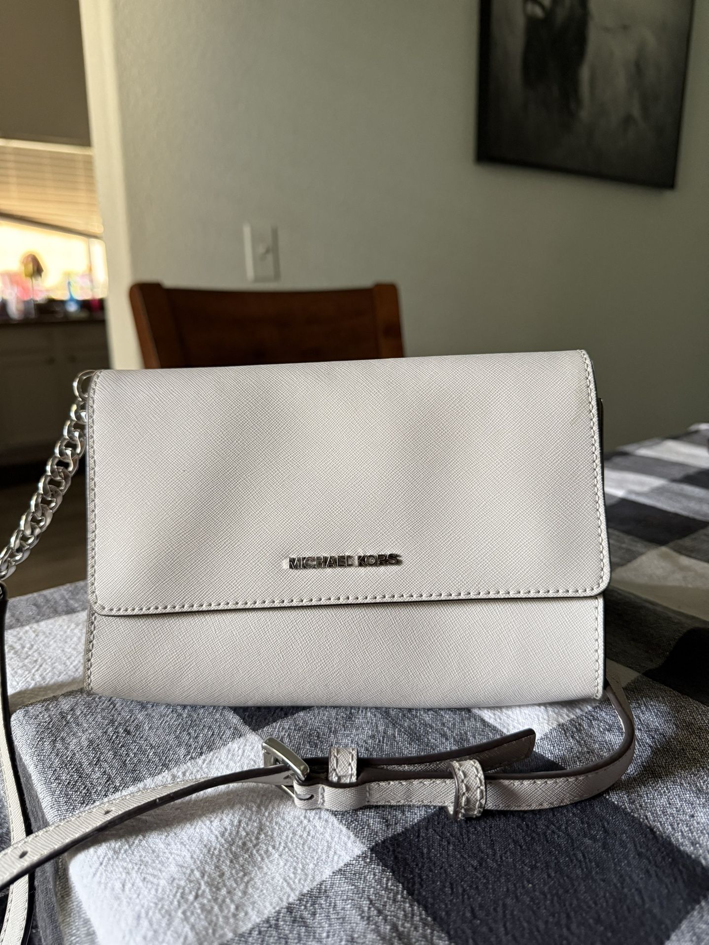 Light Grey Michael Kors crossbody purse