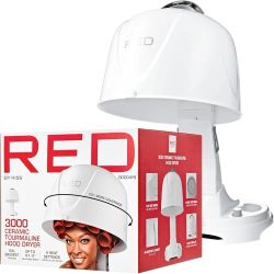 Red by Kiss 3000 Ceramic Tourmaline Professional Hood Dryer, 4 Heat Settings Blow Dryer for Home & Salon, Height Adjustable Convenient Big Hood Size E