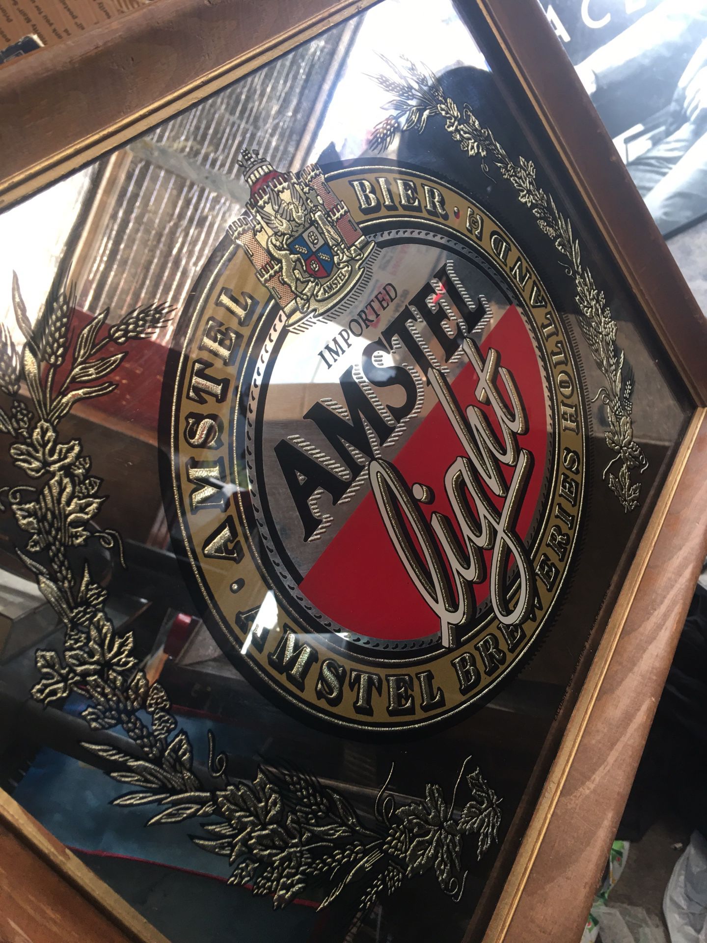Vintage Amstel bar mirrored picture. 15x20 in great condition