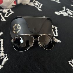 2000s Ray-Ban RB3386 sunglasses with a silver or gunmetal frame and grey gradient lenses. 